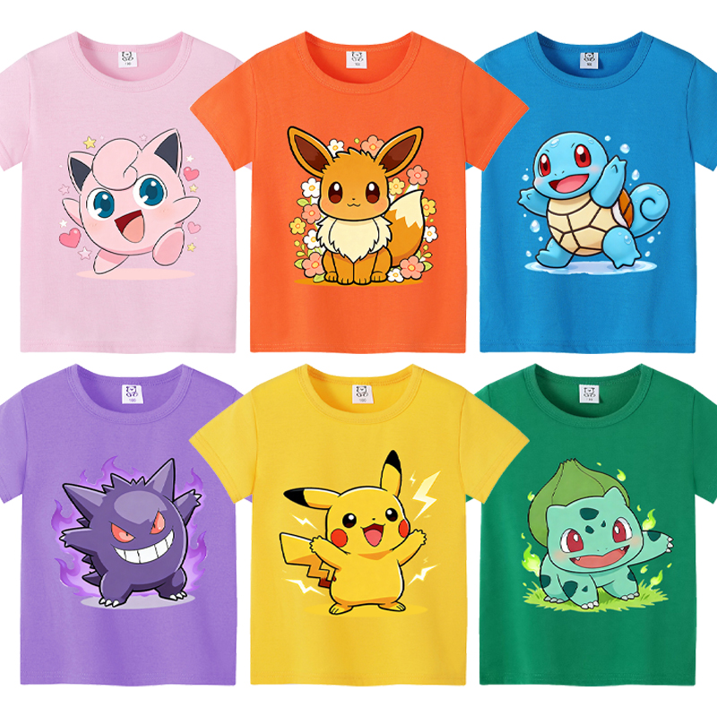 Summer Clothing Gifts - Anime Pokemons Kawaii T-shirts for Children
