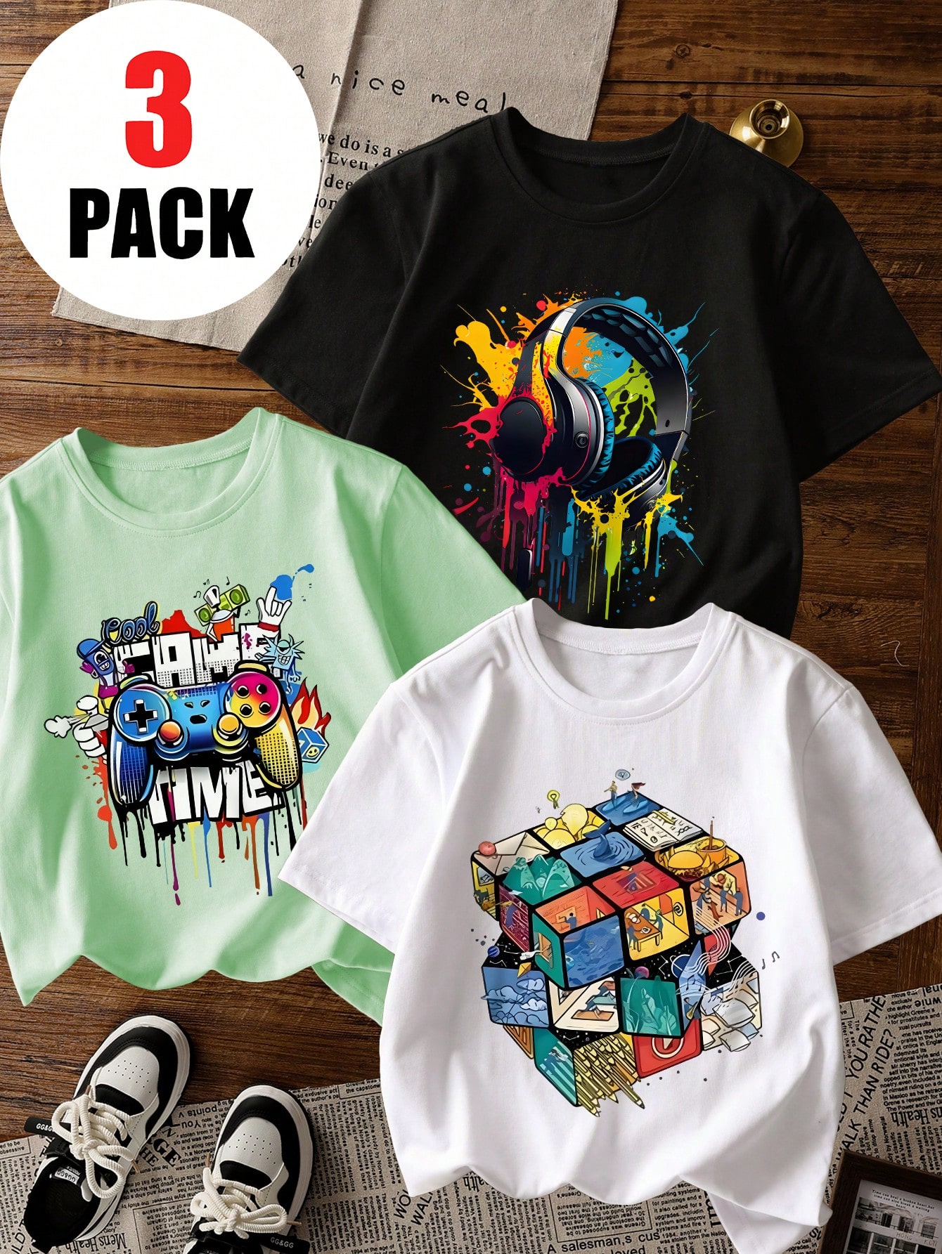 Summer Games Clothing - 3pcs/Set Tween Boys' Casual Graphic Print