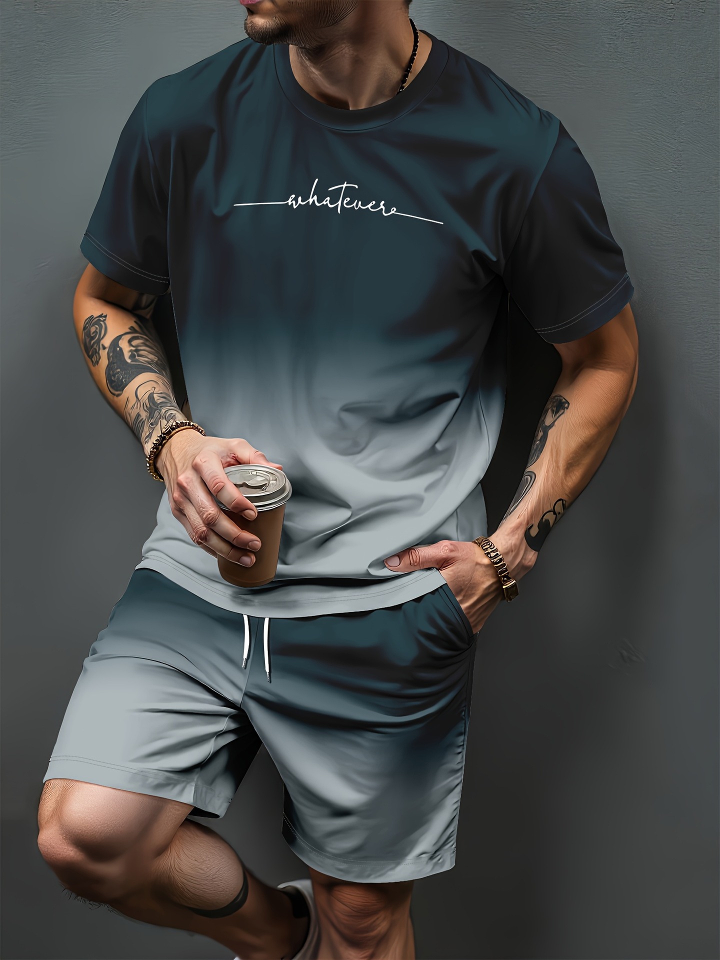 Gradient Letter Pattern 3D Pri - Summer Alt Clothing 리뷰 및 가격