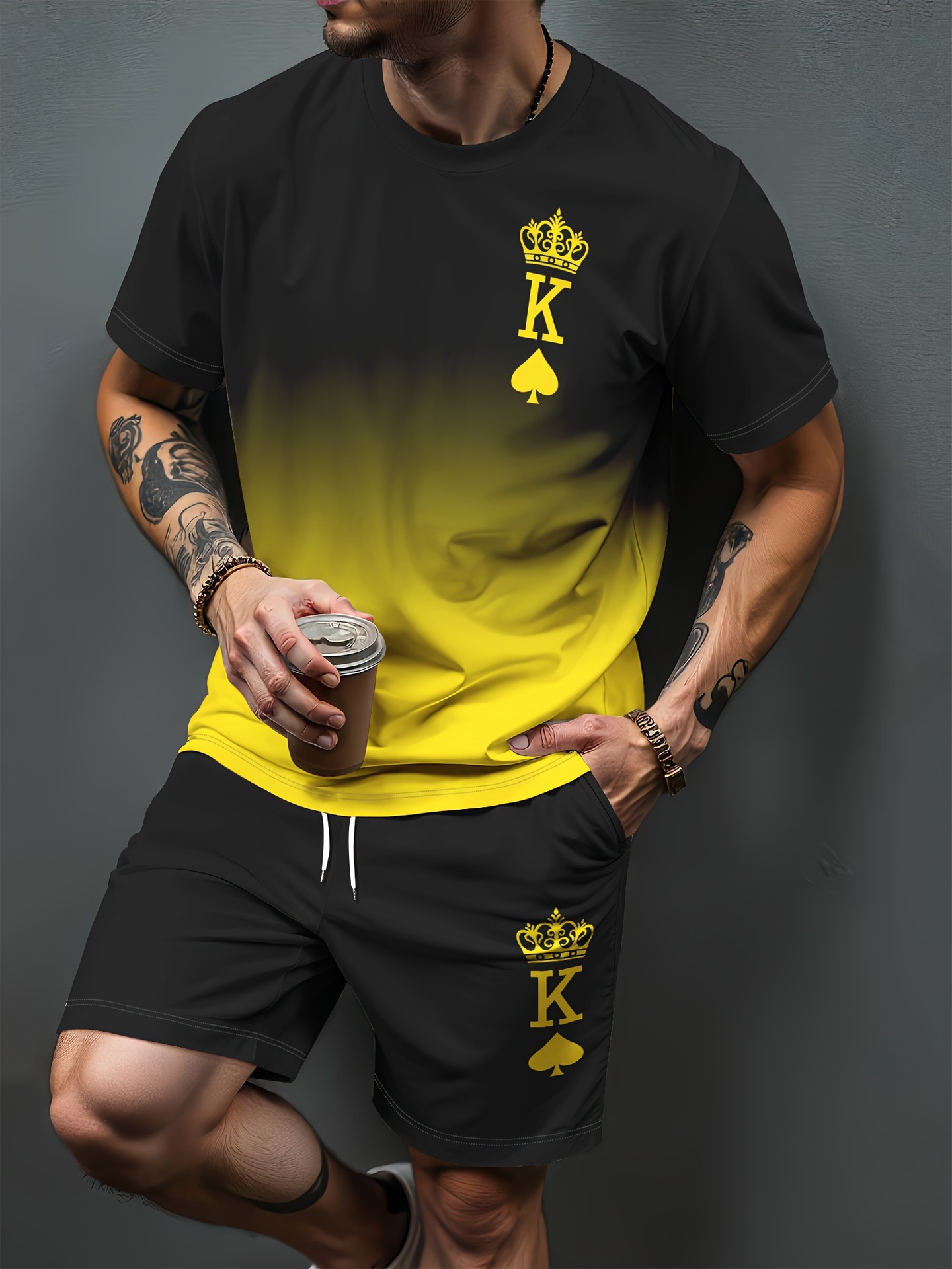 Gradient Letter Pattern 3D Pri - Summer Alt Clothing 리뷰 및 가격