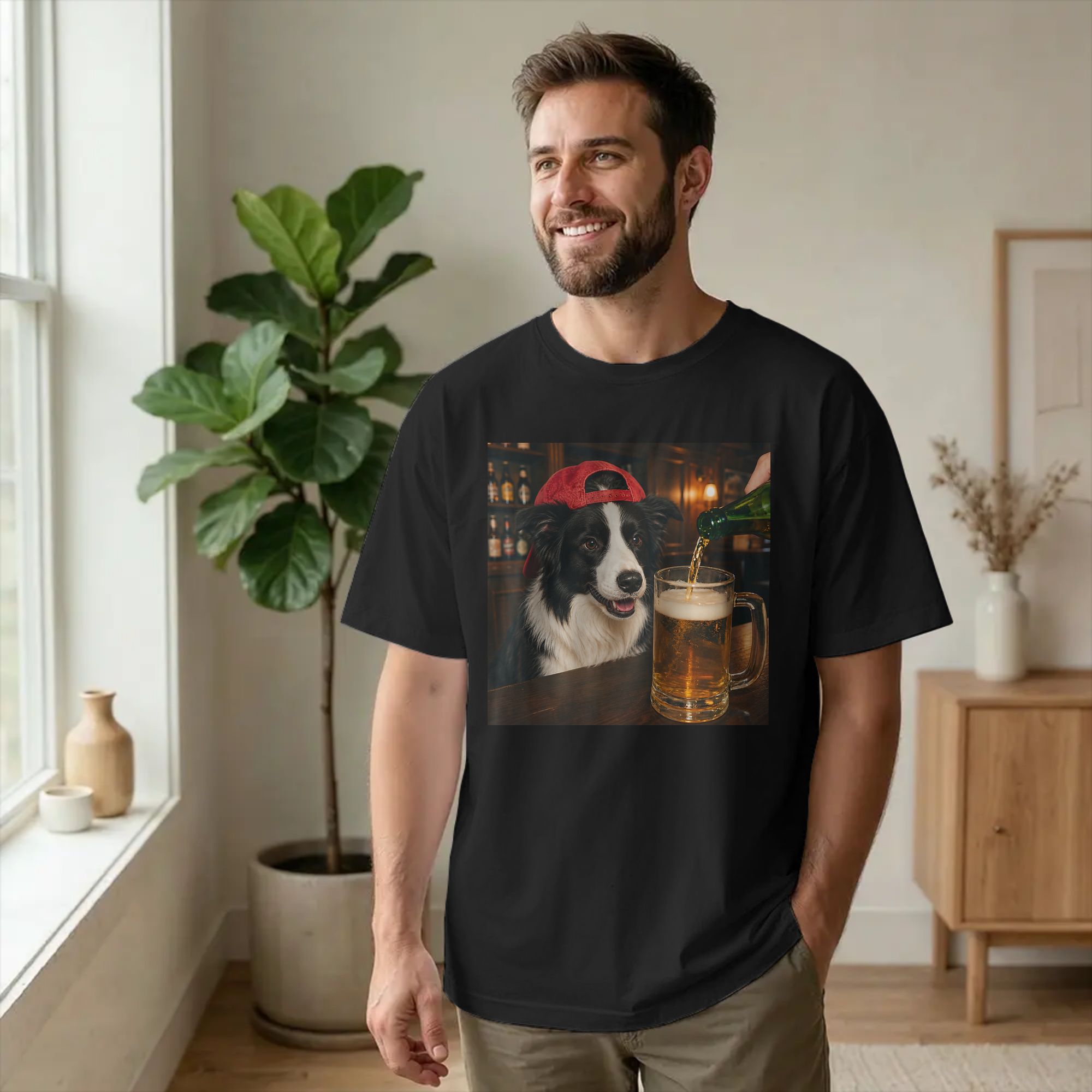 Men Border Collie Drinking Bee - Summer Clothing Ideas Men 리뷰 및 가격