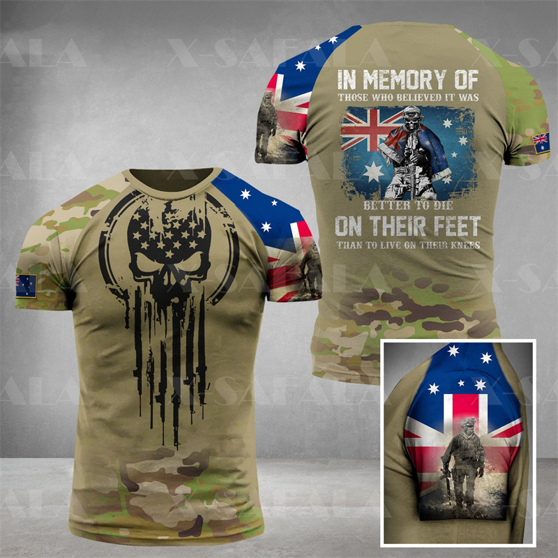 Australia Flag Skull Graphic T - Summer Clothing Australia 리뷰 및 가격
