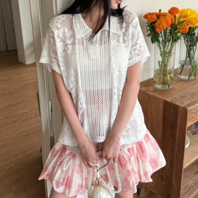Retro  Collar Lace Shirt Women - Summer Clothing Online Shopping 리뷰 및 가격