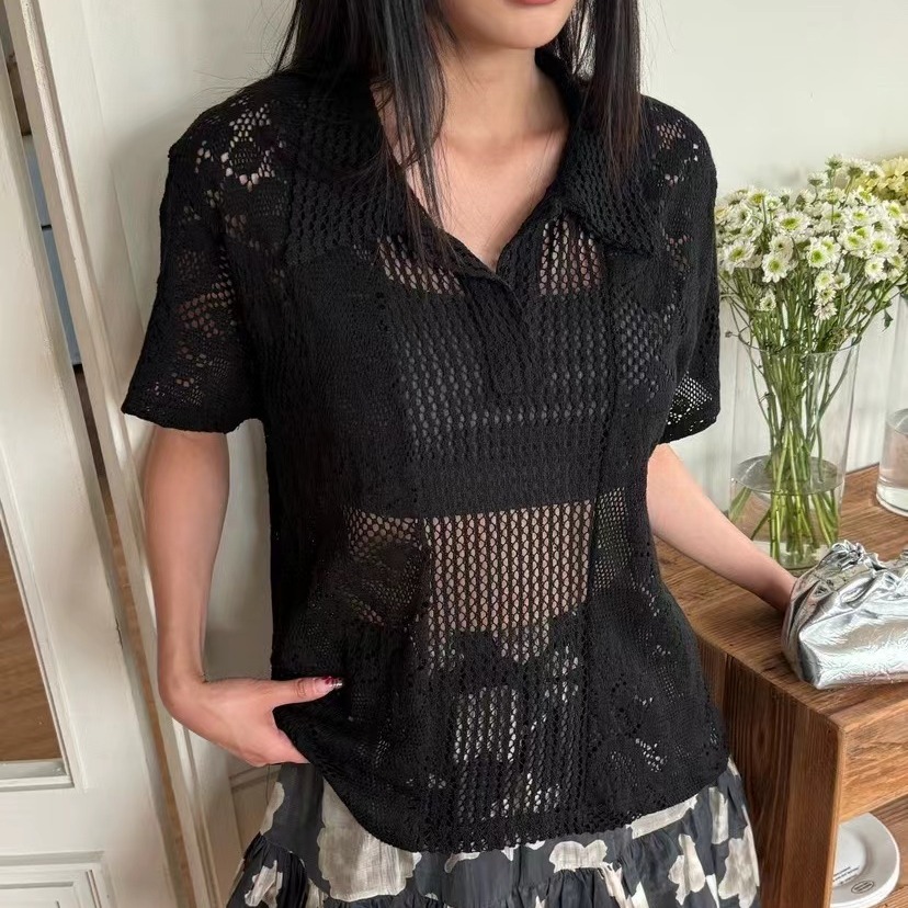 Retro  Collar Lace Shirt Women - Summer Clothing Online Shopping 리뷰 및 가격