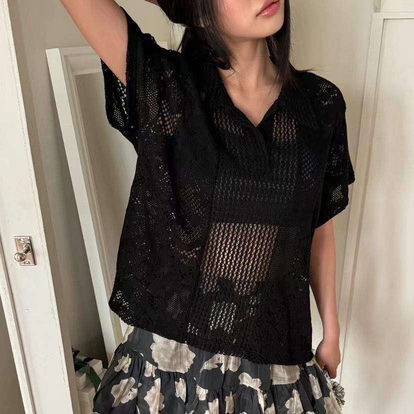Retro  Collar Lace Shirt Women - Summer Clothing Online Shopping 리뷰 및 가격