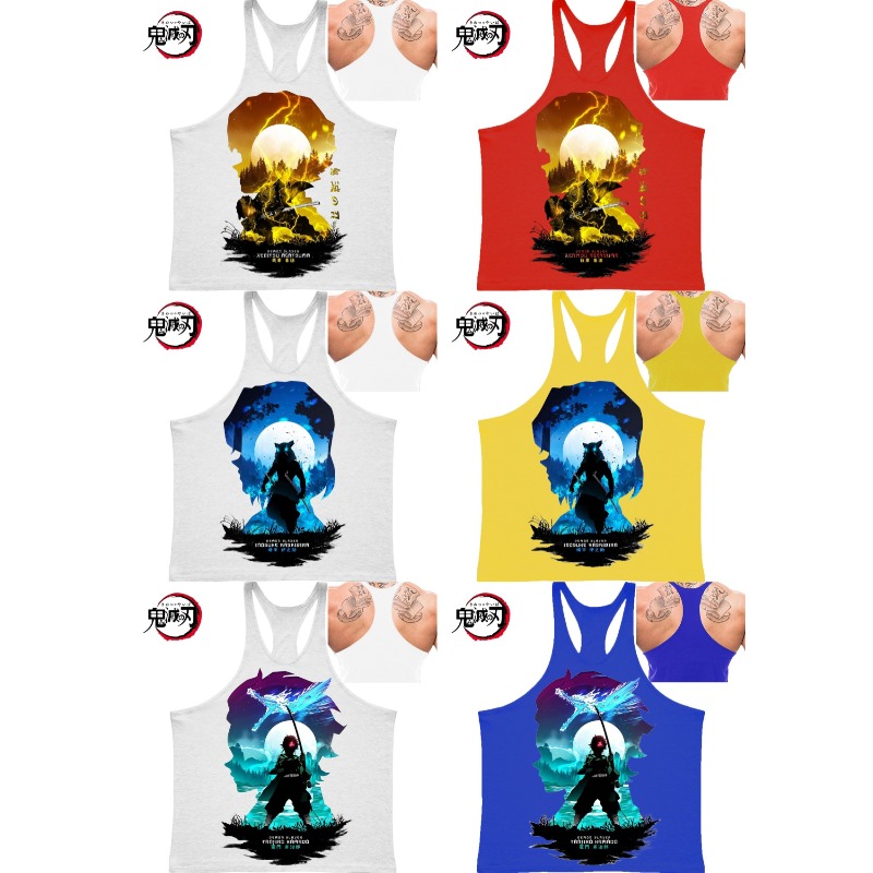 (Demon Slayer) GYM Mens Tank T - Summer Clothing Brands Men 리뷰 및 가격