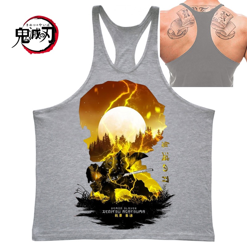 (Demon Slayer) GYM Mens Tank T - Summer Clothing Brands Men 리뷰 및 가격