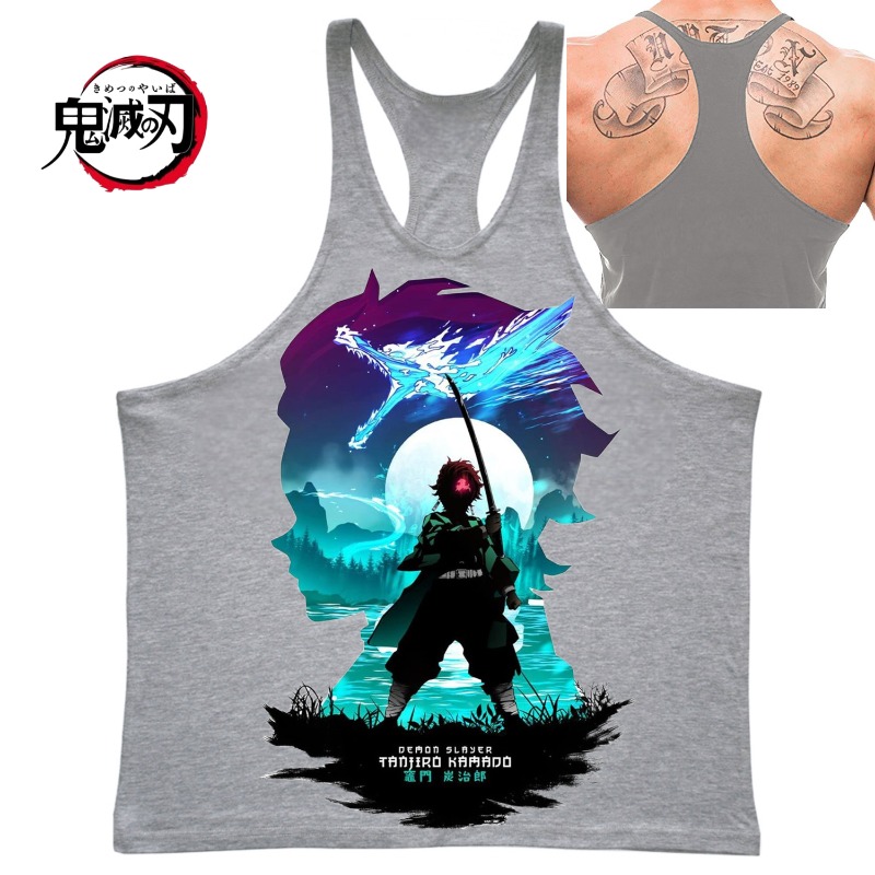(Demon Slayer) GYM Mens Tank T - Summer Clothing Brands Men 리뷰 및 가격